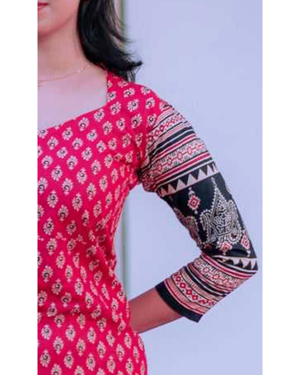 Women’s Rayon Ajrakh Block Print Kurta Set