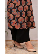 Women Rayon Printed Straight Kurta with Solid Pants