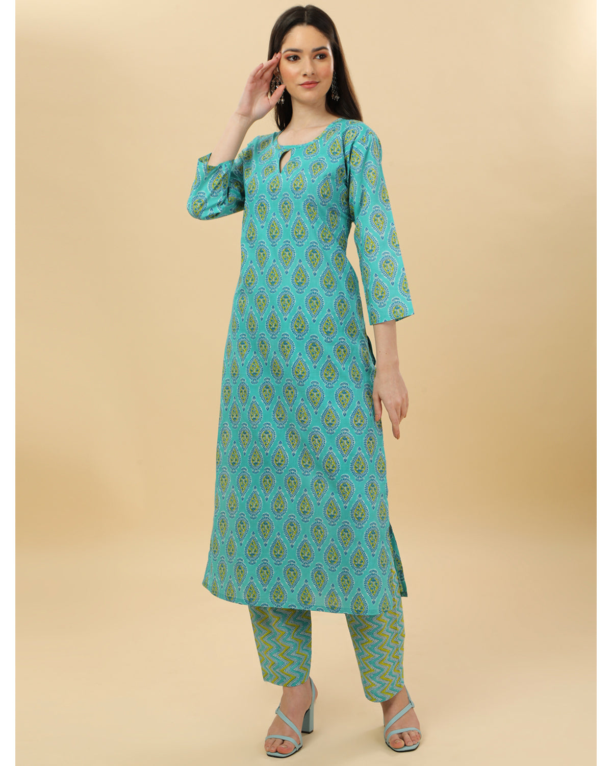 Cotton print kurta set with dupatta