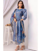 Women’s Shimmer Silk Printed Kurta with Dupatta