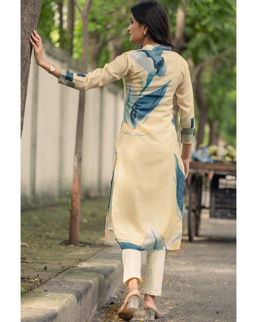 Women’s Stitched Muslin Silk Printed Straight Kurta