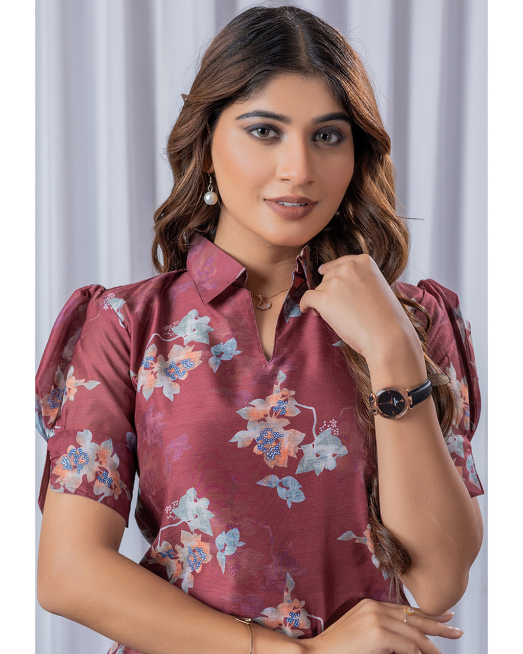 Women's Chanderi Stitched Printed Straight Kurta