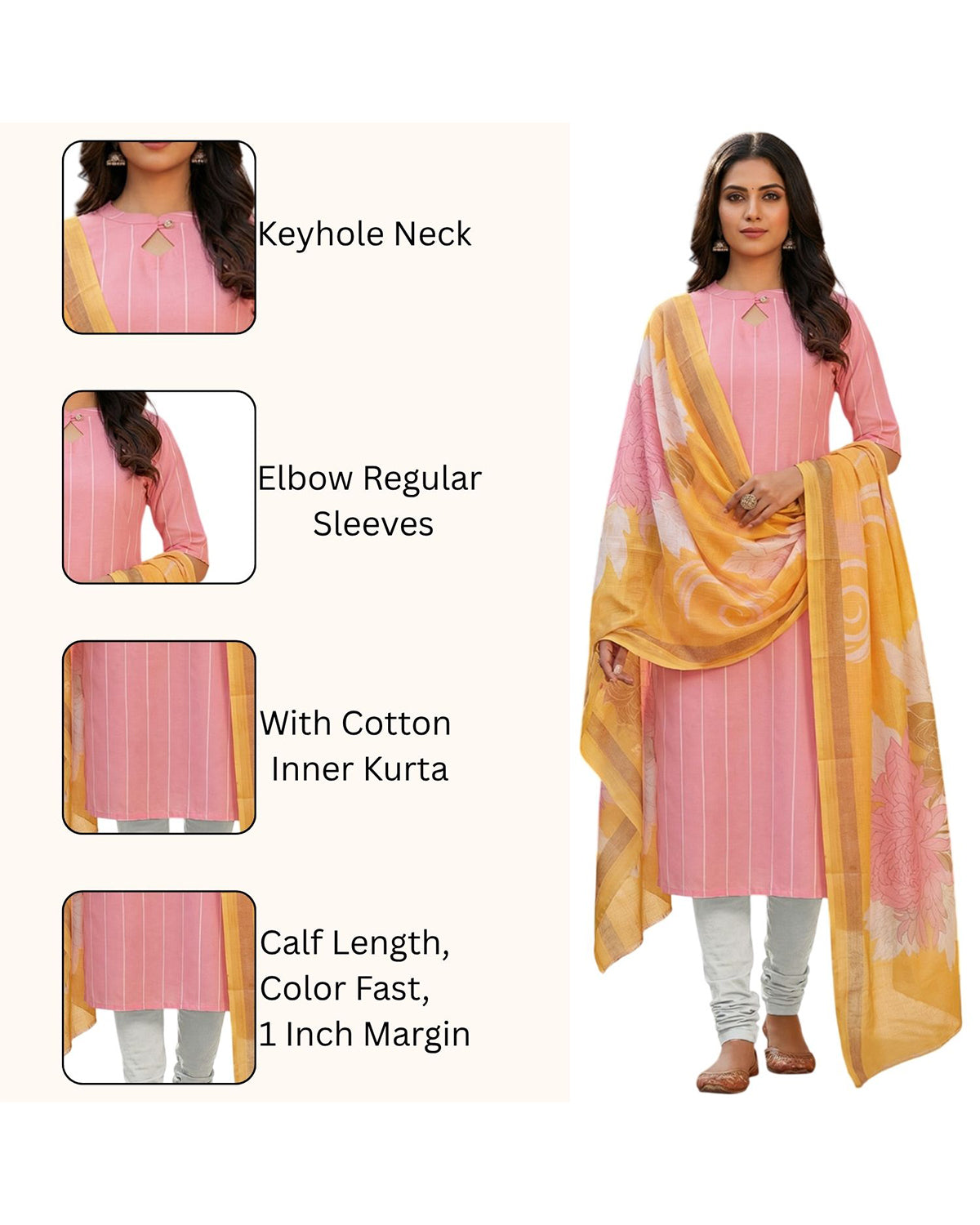 Women's Pink Rayon Kurti with Dupatta – Casual Chic