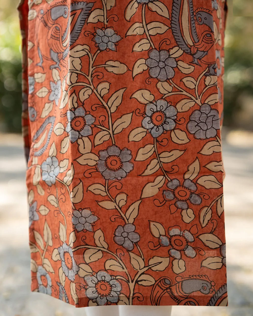 Women Chanderi Printed Straight Calf Length Kurta