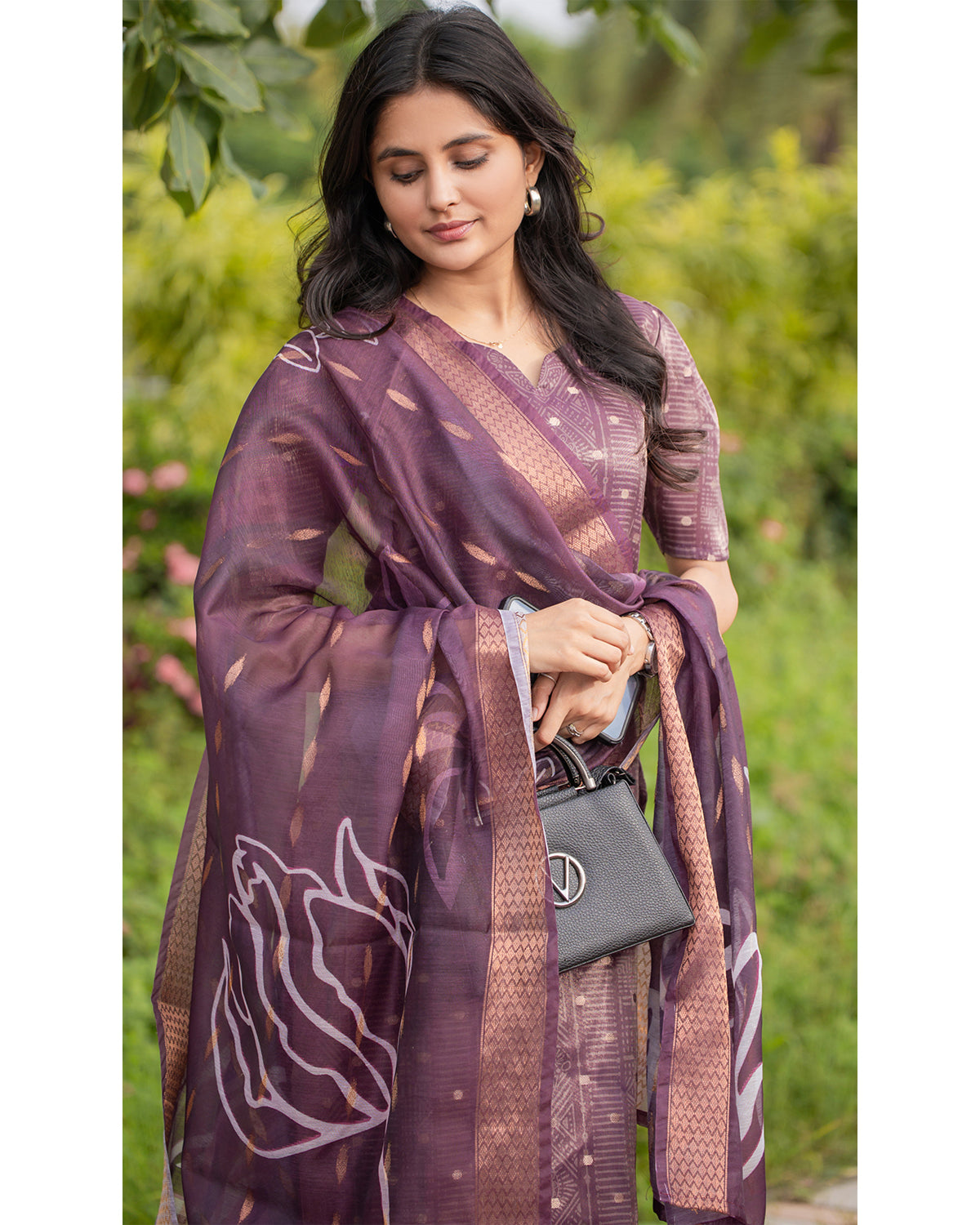 Women’s Shimmer Silk Printed Kurta with Dupatta