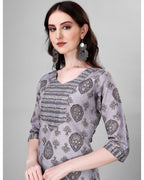 Cotton blend print kurta set with dupatta