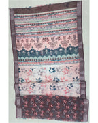 Pink Linen Saree with Floral Print and Mauve Border With Blouse Piece