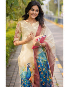 Women’s Shimmer Silk Printed Kurta with Dupatta