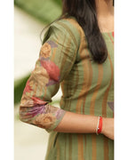 Olive Bloom Rayon Printed Kurta Set with Dupatta