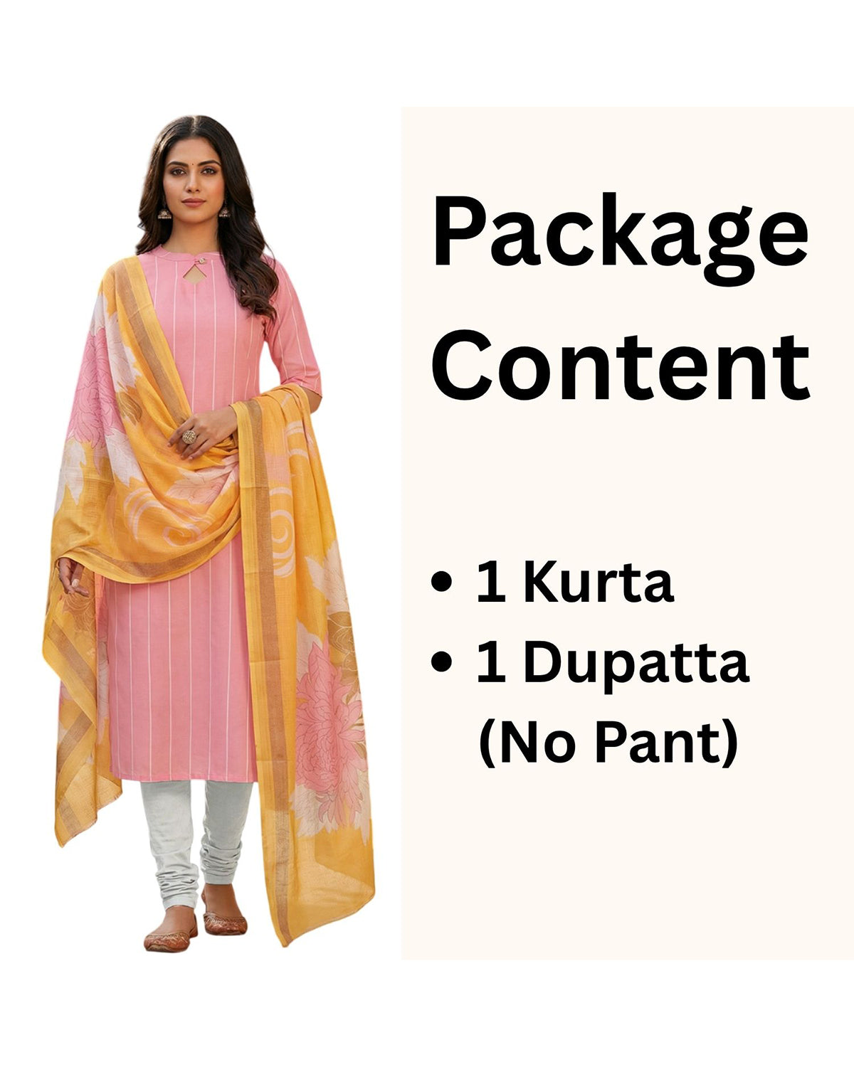 Women's Pink Rayon Kurti with Dupatta – Casual Chic