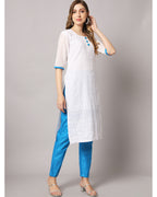 Cotton blend chikenkari kurta set with dupatta
