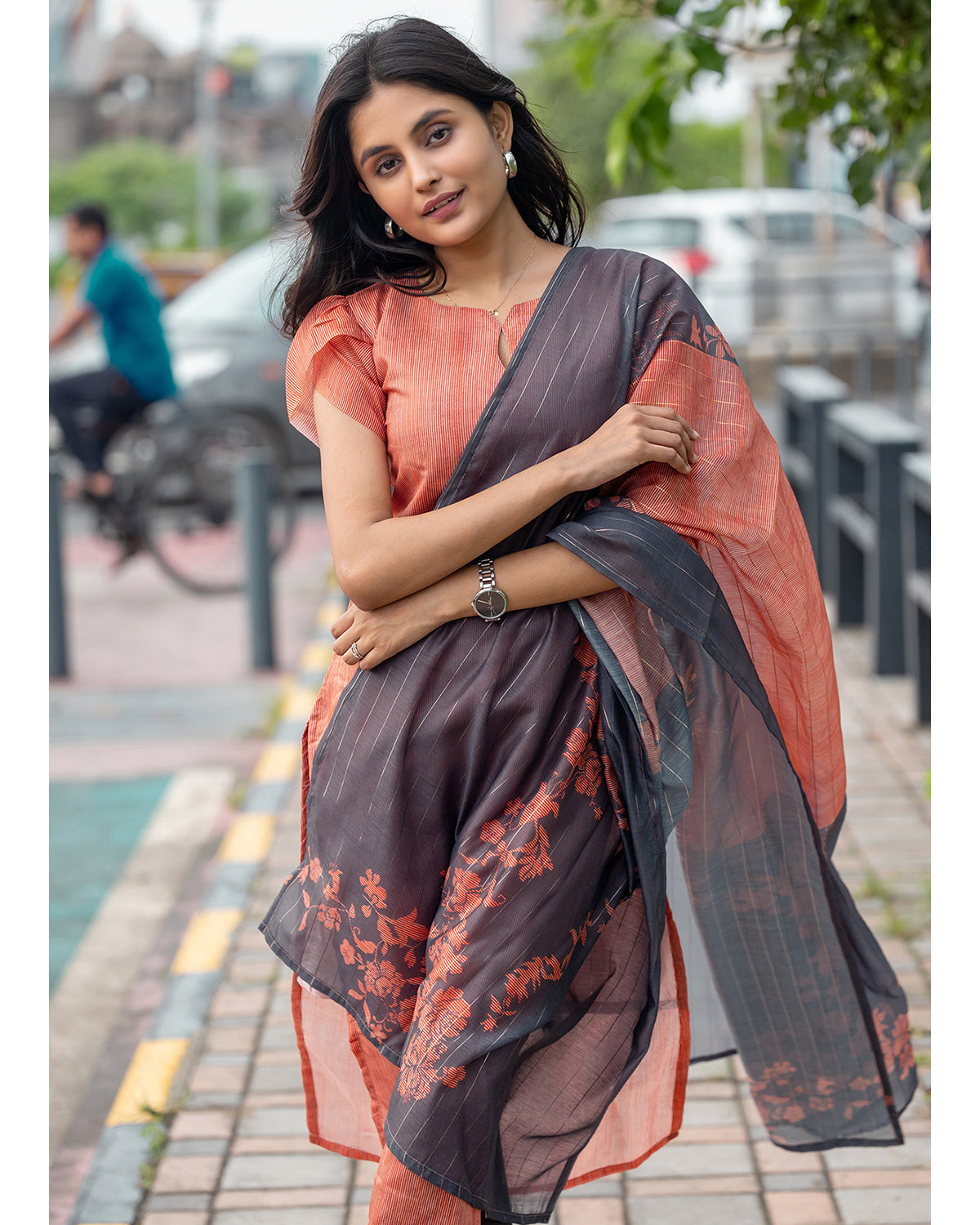 Women’s Chanderi Kurta Set with Printed Dupatta