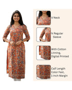 Women Chanderi Printed Straight Calf Length Kurta
