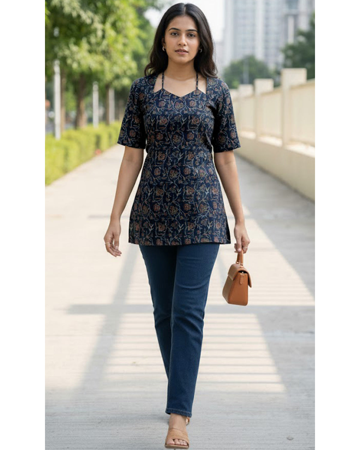Cotton Blend Printed Short Kurti for Women