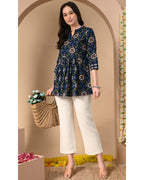 Women’s Cotton Printed A-Line Peplum Tunic Top