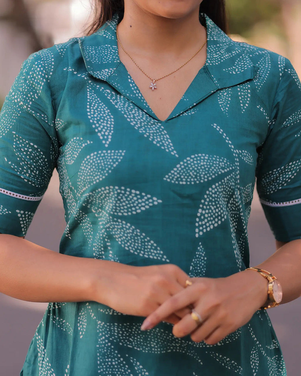 Women’s Chanderi Printed Calf-Length Kurta