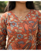 Women Chanderi Printed Straight Calf Length Kurta