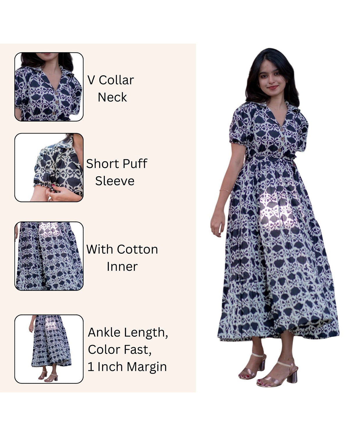 Women’s Rayon Printed Fit & Flare Maxi Dress
