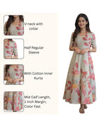 Cotton Blend A-Line Mid Calf Length Kurta for Women