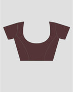 Pink Linen Saree with Floral Print and Mauve Border With Blouse Piece