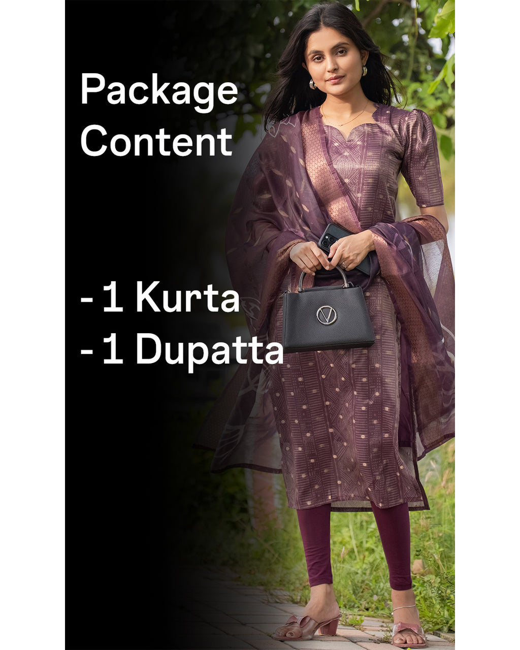 Women’s Shimmer Silk Printed Kurta with Dupatta