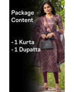 Women’s Shimmer Silk Printed Kurta with Dupatta