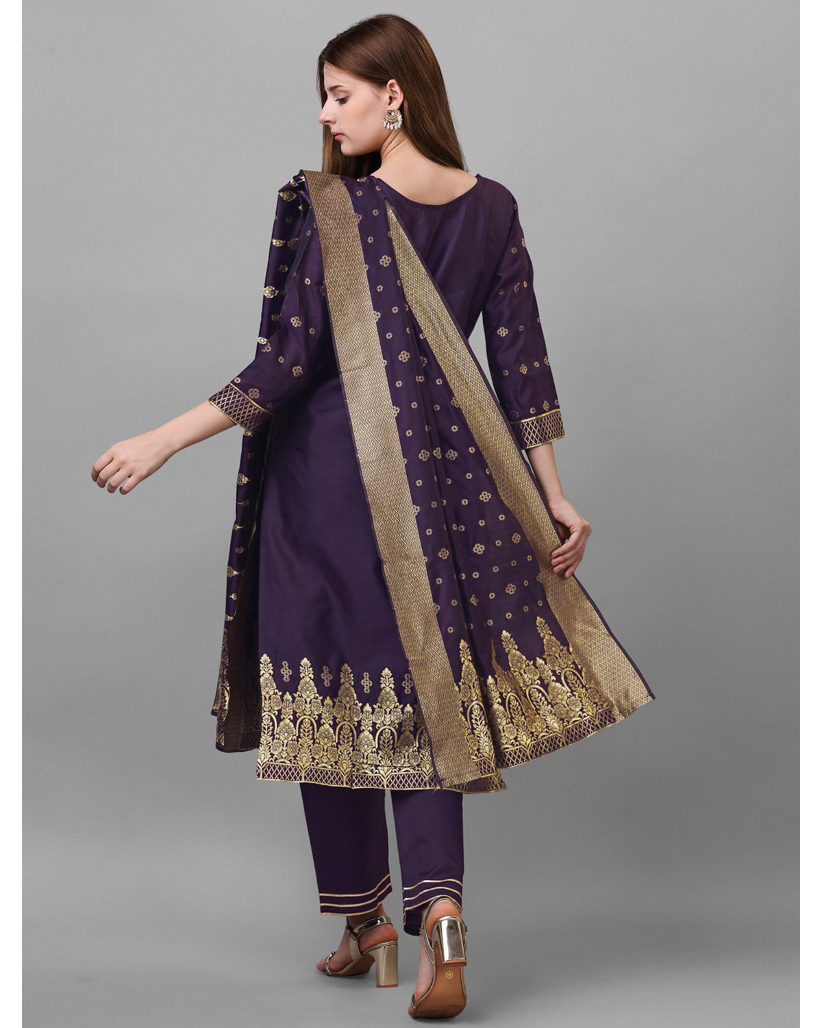 Jacquard silk blend woven kurta set  with dupatta