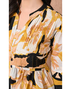 Women’s Cotton Abstract Printed Pleated Yoke Top