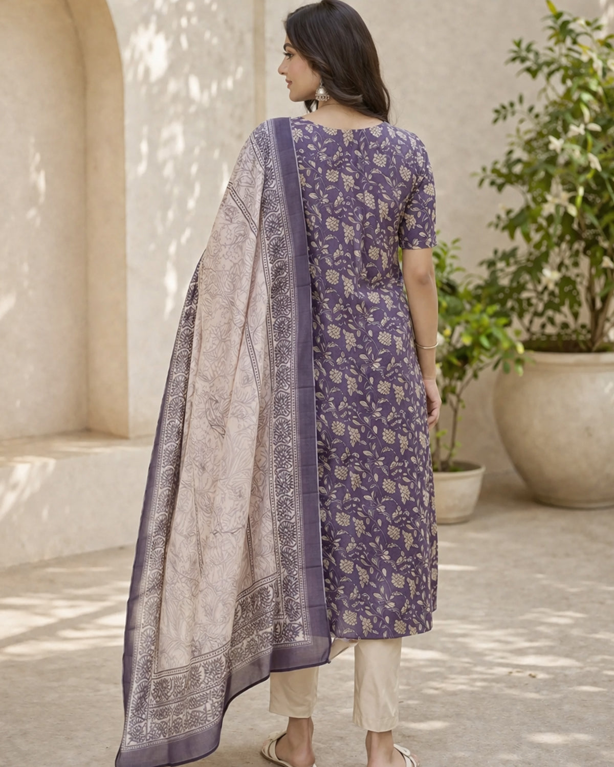 Women's Purple Silk Kurti with Dupatta – Casual Chic