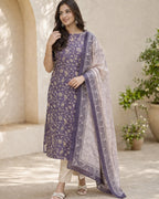 Women's Purple Silk Kurti with Dupatta – Casual Chic