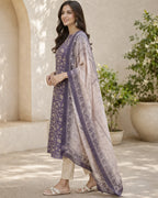 Women's Purple Silk Kurti with Dupatta – Casual Chic