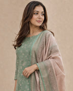 Green Chanderi Kurti with Dupatta – Casual Chic