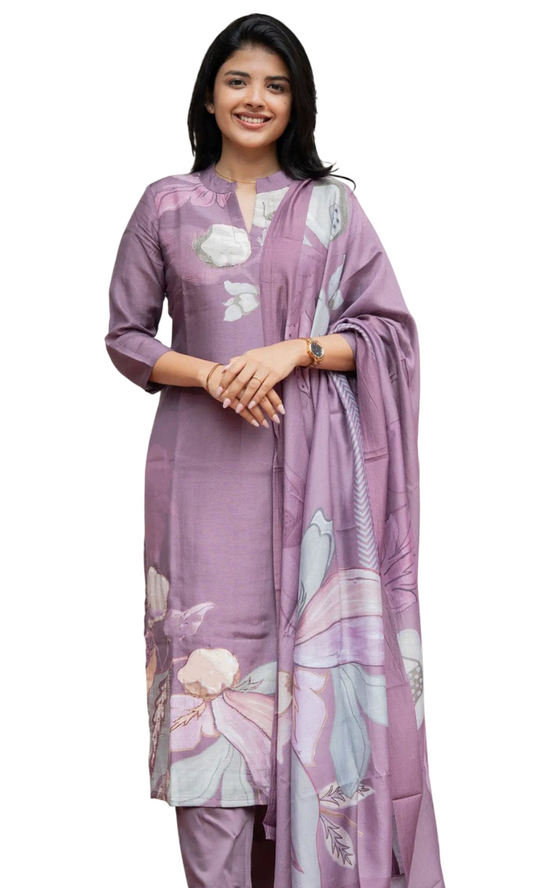 Women’s 3 Piece Cotton Blend Kurta with Pant & Dupatta