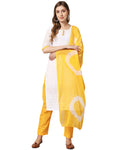 Cotton blend chikenkari kurta set with dupatta