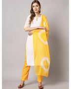 Cotton blend chikenkari kurta set with dupatta