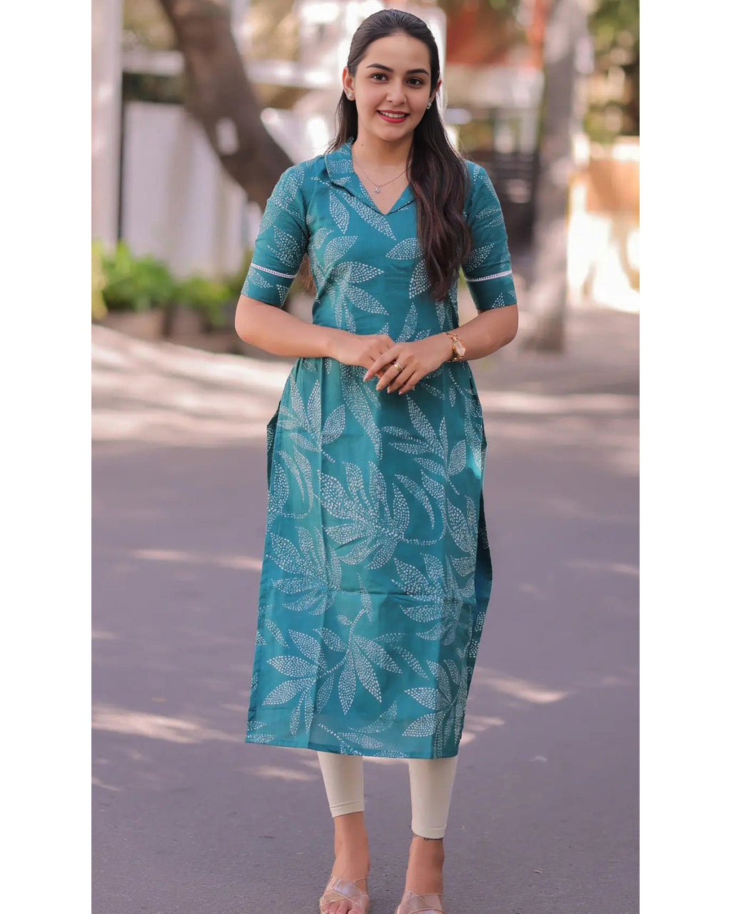Women’s Chanderi Printed Calf-Length Kurta