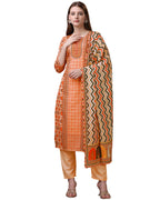 Cotton blend print kurta set with dupatta