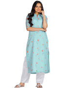 Women's Chanderi Stitched Printed Straight Kurta
