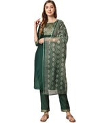 Cotton spun blend jacquard gala kurta set  with dupatta
