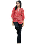 Women's Cotton Stitched Printed Straight Short Kurta