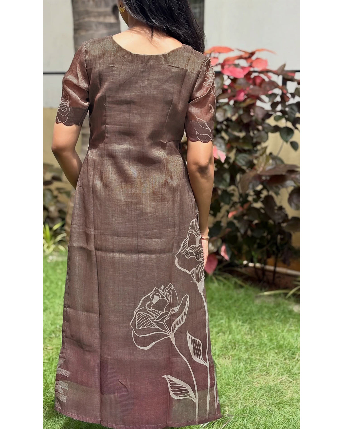 Women's Brown Chanderi Kurti with Dupatta – Casual Chic