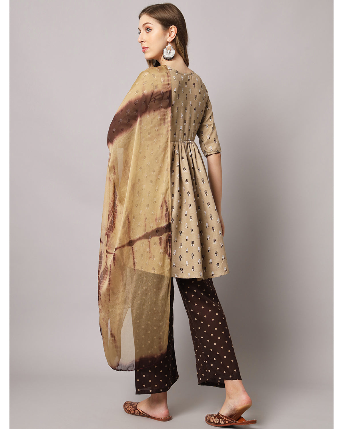 Cotton blend print kurta set with dupatta