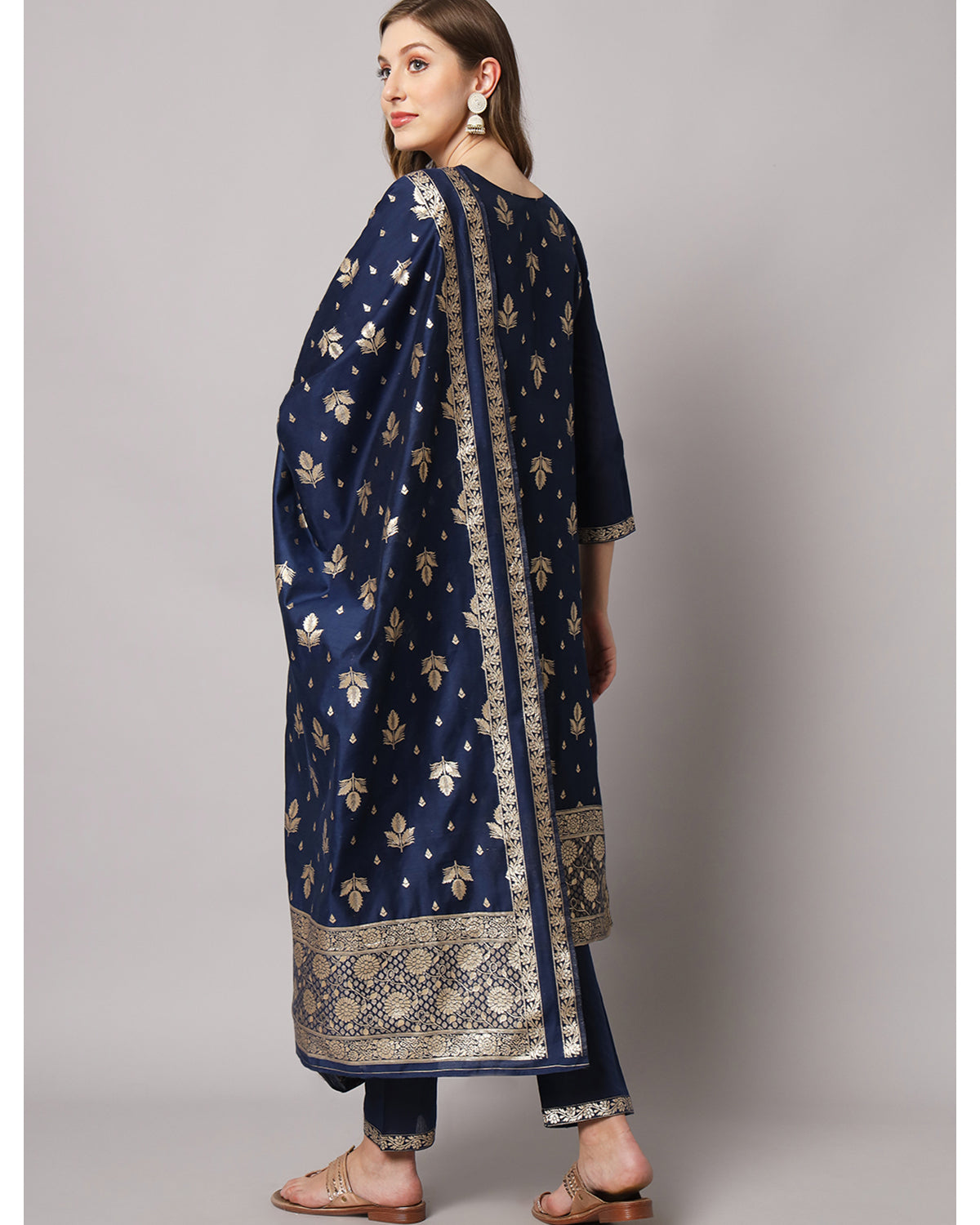 Jacquard silk blend woven kurta set  with dupatta