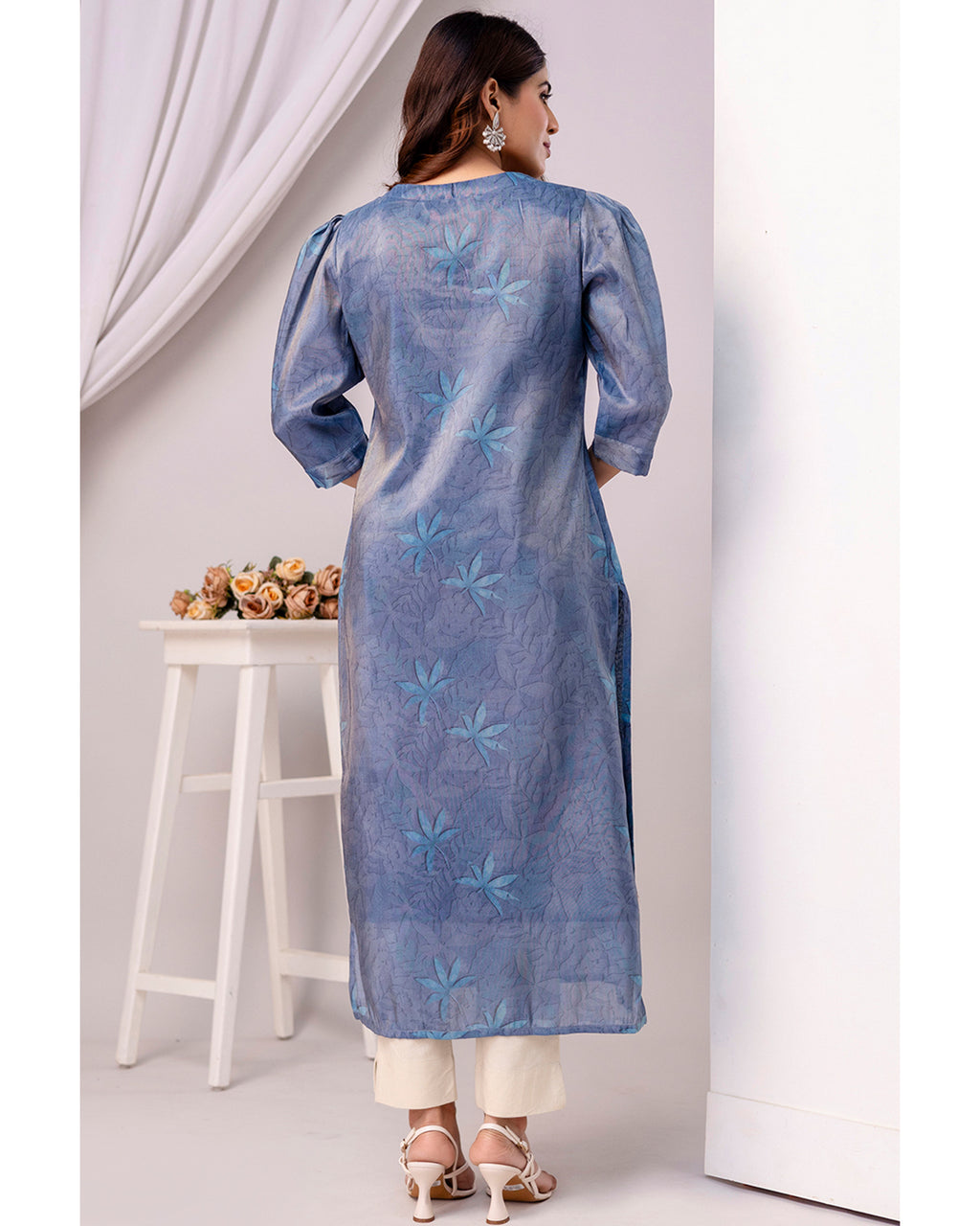 Women’s Shimmer Silk Printed Kurta with Dupatta