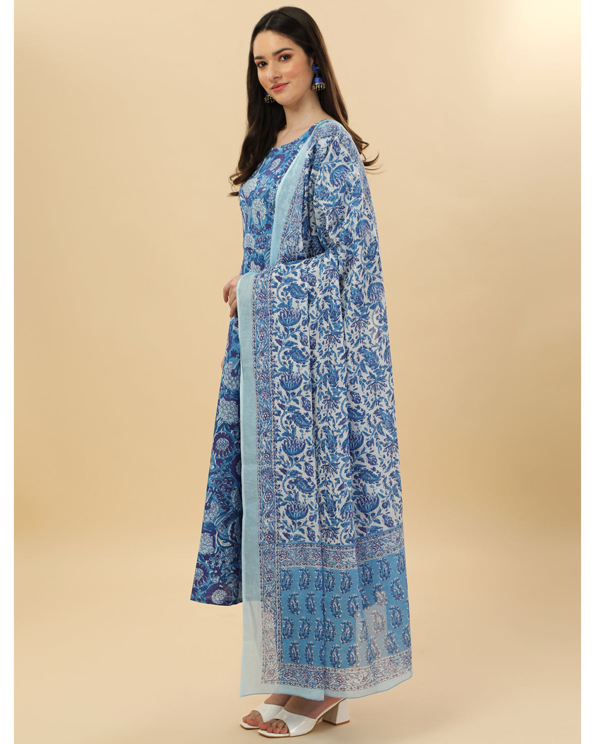 Cotton print kurta set with dupatta