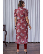 Women's Chanderi Stitched Printed Straight Kurta