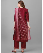 Silk blend jacquard gala kurta set with dupatta