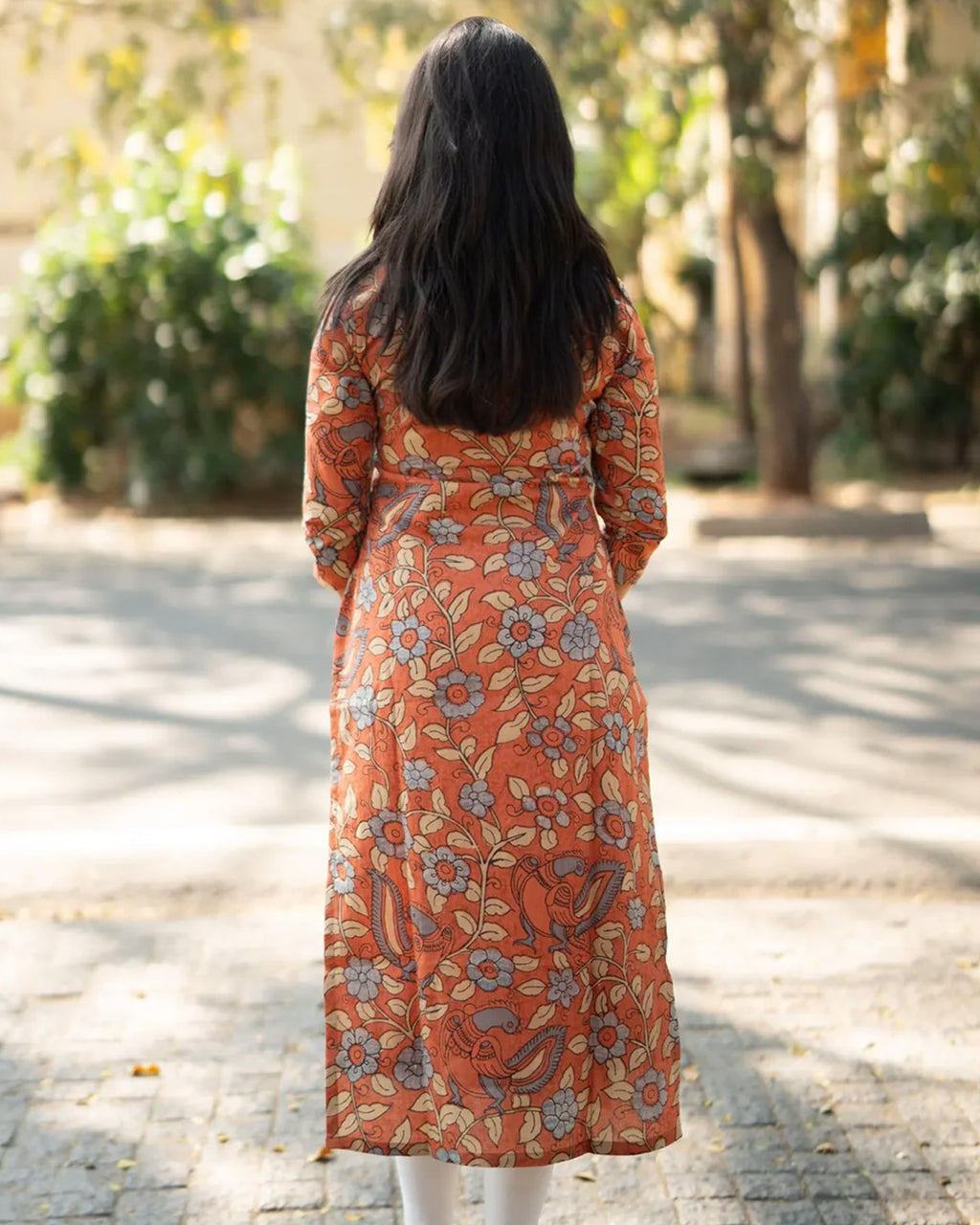 Women Chanderi Printed Straight Calf Length Kurta