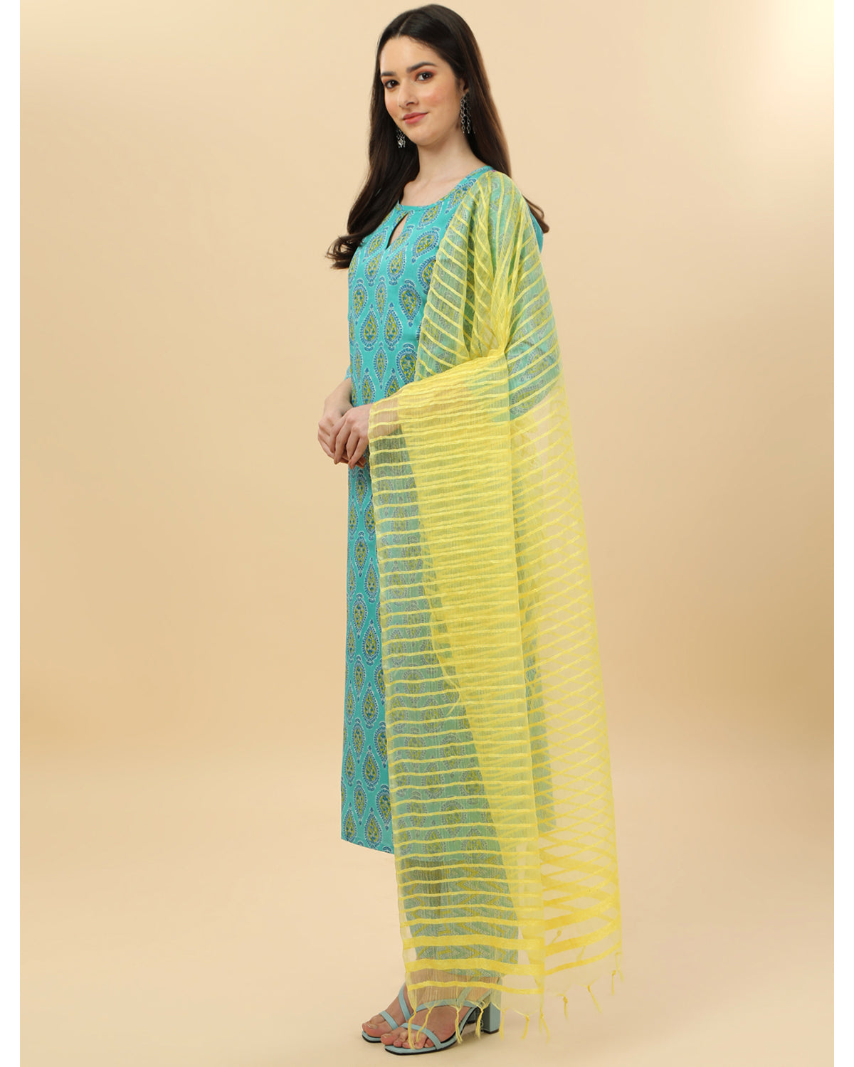 Cotton print kurta set with dupatta