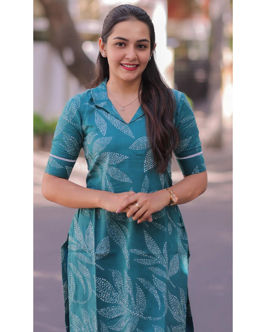 Women’s Chanderi Printed Calf-Length Kurta